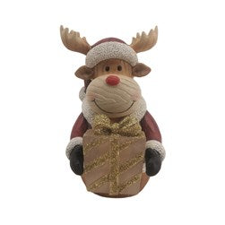 LED Reindeer & Present - 16cm