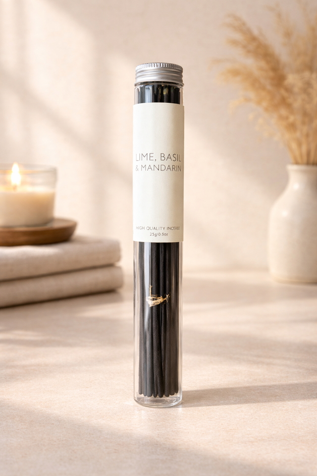 Incense Sticks Glass Tube - Lime Basil & Mandarin