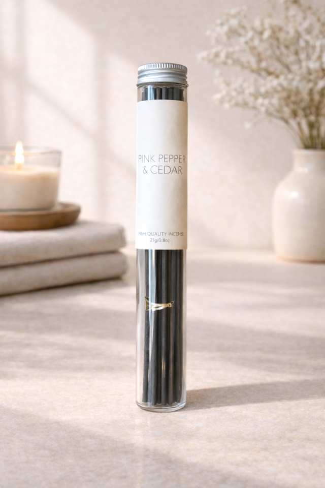 Incense Sticks Glass Tube - Pink Pepper & Cedar