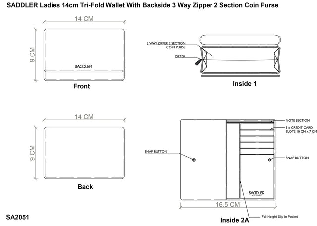 Saddler Eleanor Tri Fold Purse - Electric Blue