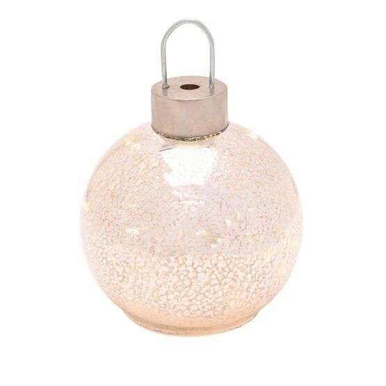 Silver LED Light Up Glass Bauble Decoration