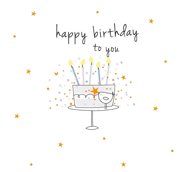 Birthday Card - Cake & Bird