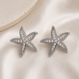 Large Starfish Earrings - Silver