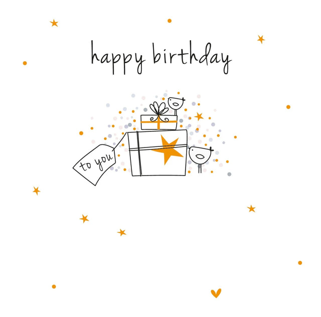 Birthday Card - Present & Birds