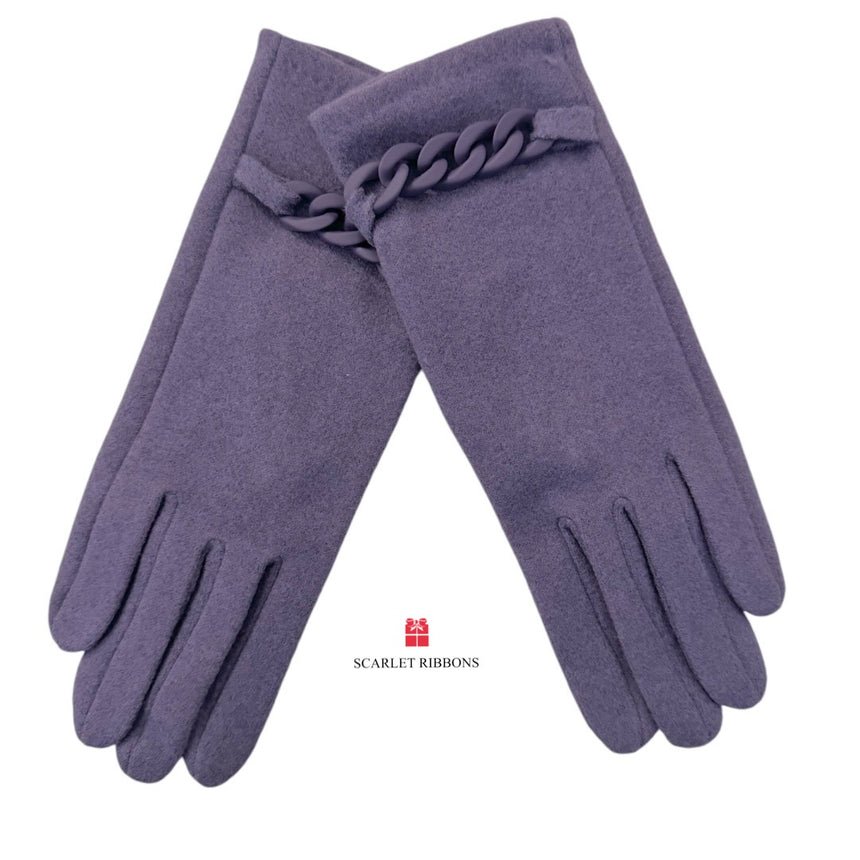 Purple Gloves with Chain Detail