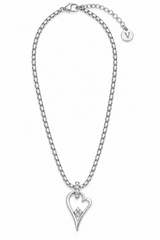 Miss Dee Hollow Heart CZ Necklace - Silver