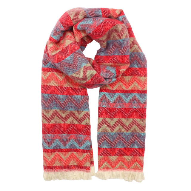 Winter Weight Zig Zag Scarf - Red