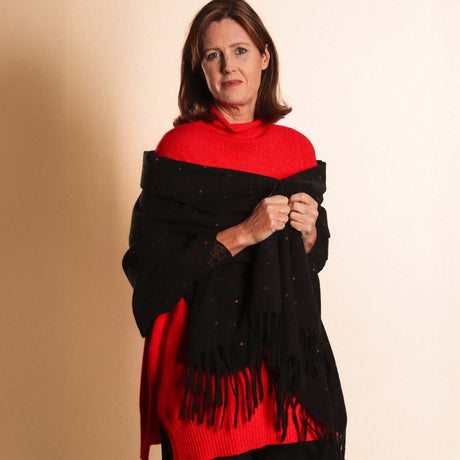 Winter Weight Dots Scarf - Black
