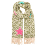 Winter Weight Animal & Stars Scarf - Green