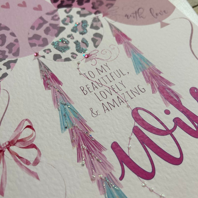 WC Leopard Balloons Wife Card - Large