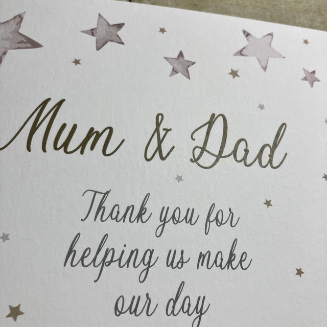 Mum & Dad Thank You Making our Day Perfect Card