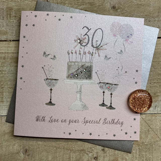 WC 30 Pink Sparkly Cake Birthday Card