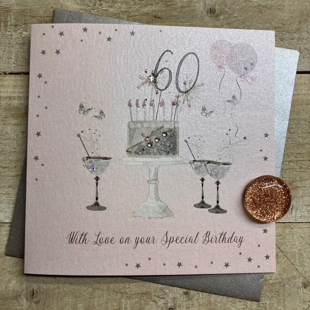 60th Cake & Glasses Birthday Card