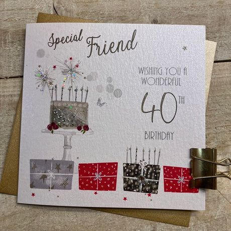 White Cotton Female Friend 40th Birthday Card