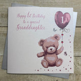 Granddaughter Teddy 1st Birthday Card