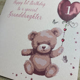 Granddaughter Teddy 1st Birthday Card