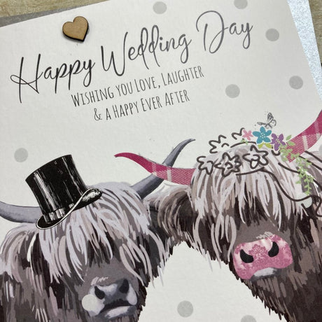 Highland Cow Wedding Day Card