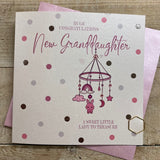 White Cotton New Granddaughter Pink Mobile Card