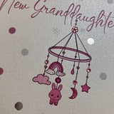 White Cotton New Granddaughter Pink Mobile Card