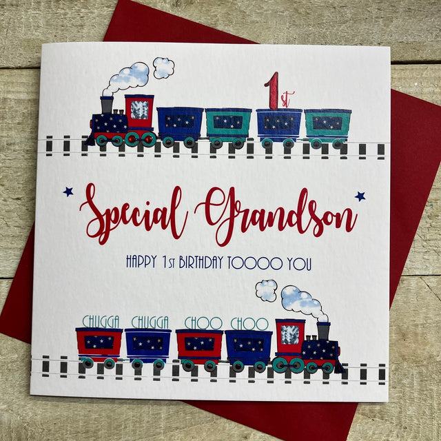 Grandson Train 1st Birthday Card