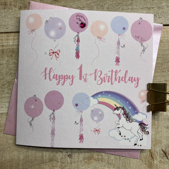 Unicorn 1st Birthday Card