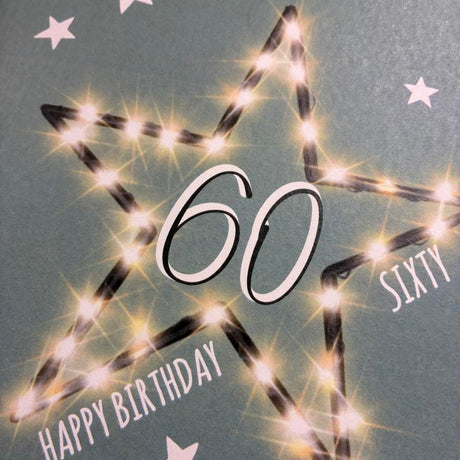 60th Light Up Star Birthday Card