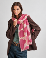Katie Loxton Printed Foil Scarf - Heart Tile - Pink/Raspberry