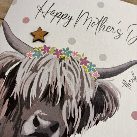 Highland Cow Happy Mothers Day Card