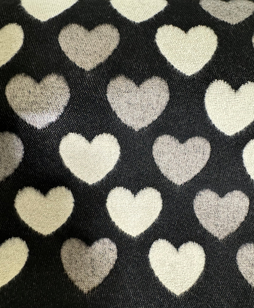 Heart Scarf Black and Cream