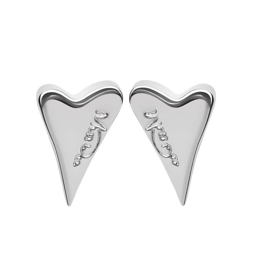 Miss Dee Solid Heart Earrings Silver