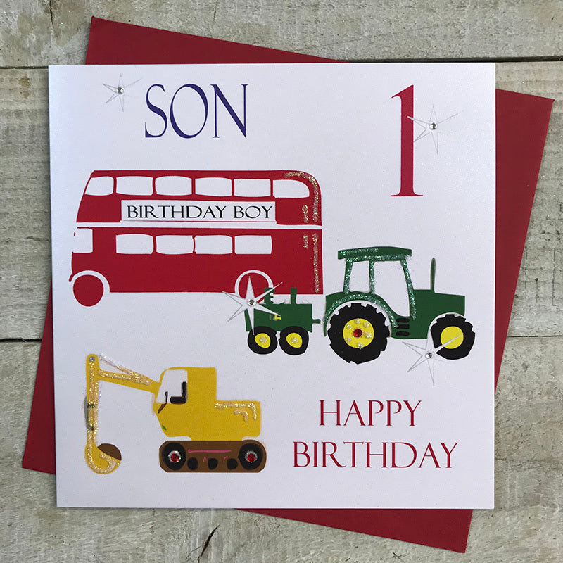 White Cotton Son 1st Birthday Card