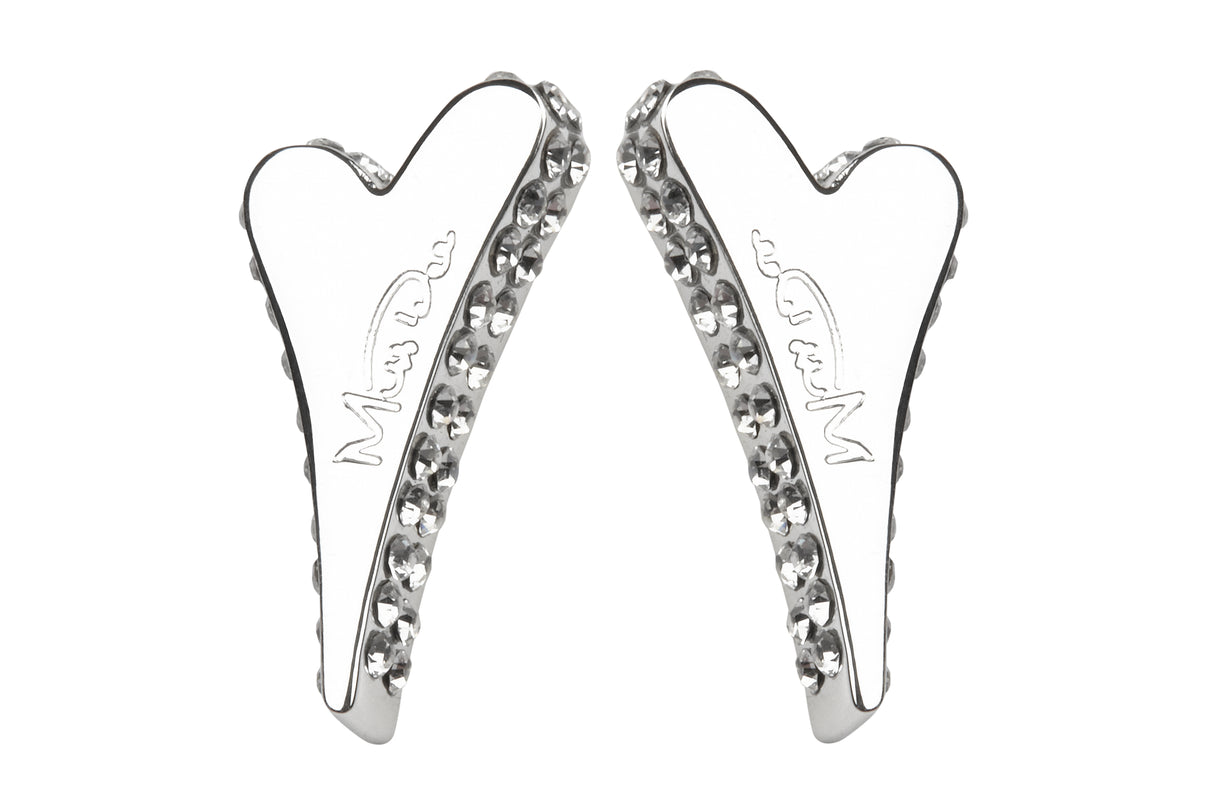 Miss Dee Silver Heart Diamante Side Earrings