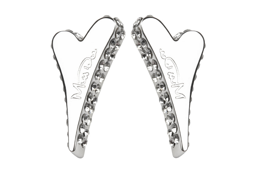 Miss Dee Silver Heart Diamante Side Earrings