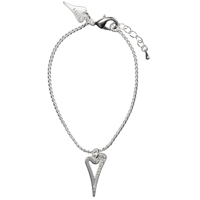 Miss Dee Silver Bracelet with Hollow 1/2 Diamante Heart