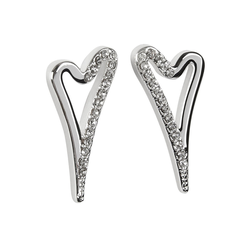 Miss Dee Silver Hollow Heart 1/2 Diamante Ear