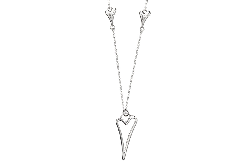 Miss Dee Hollow Heart Silver Necklace