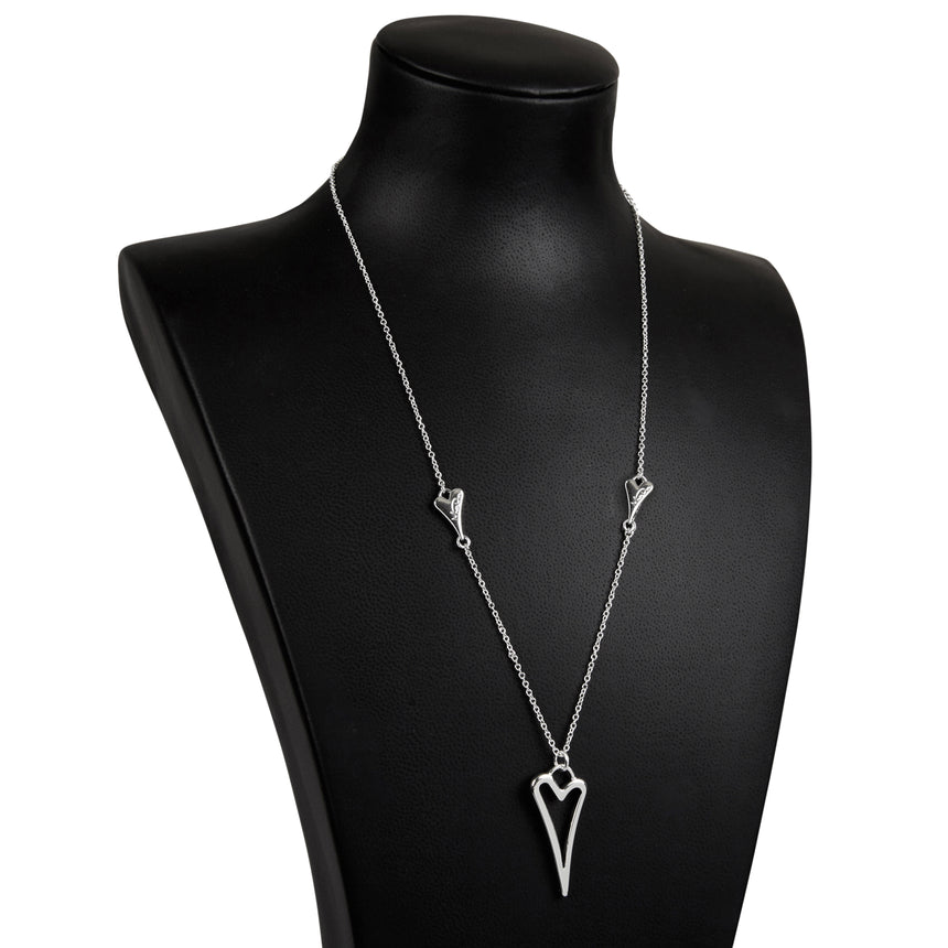 Miss Dee Hollow Heart Silver Necklace