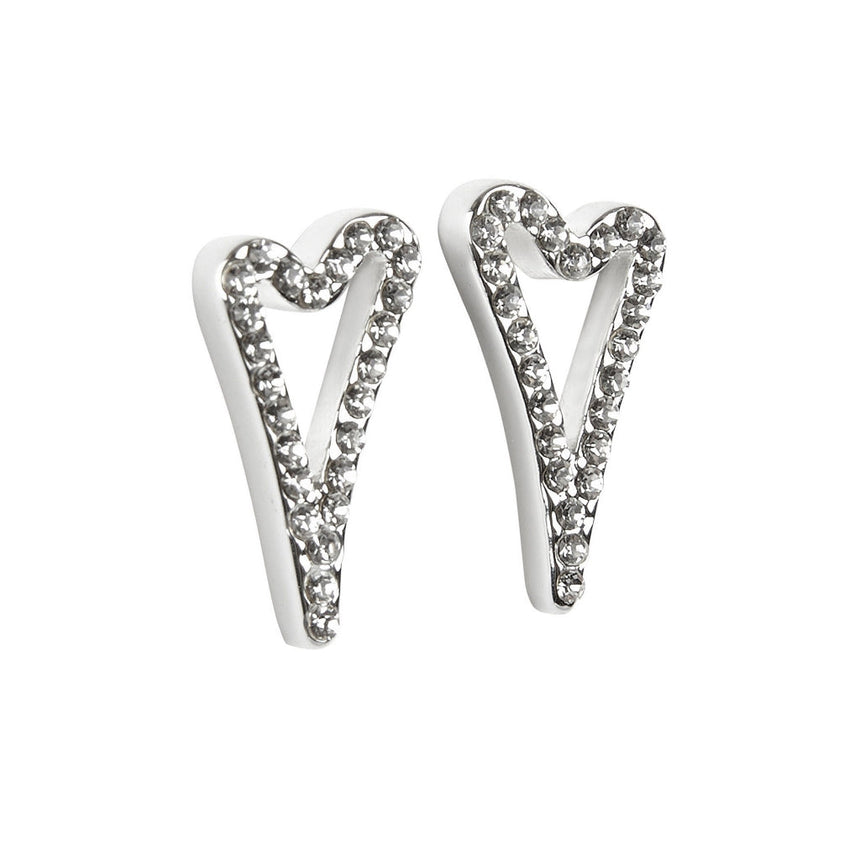 Miss Dee Silver Hollow Heart Diamante Earring