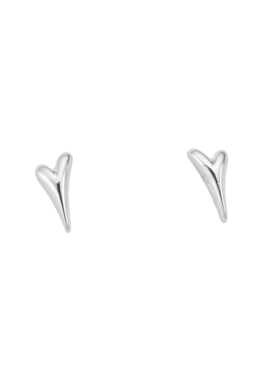 Miss Dee Solid Small Heart Stud Silver Earrings