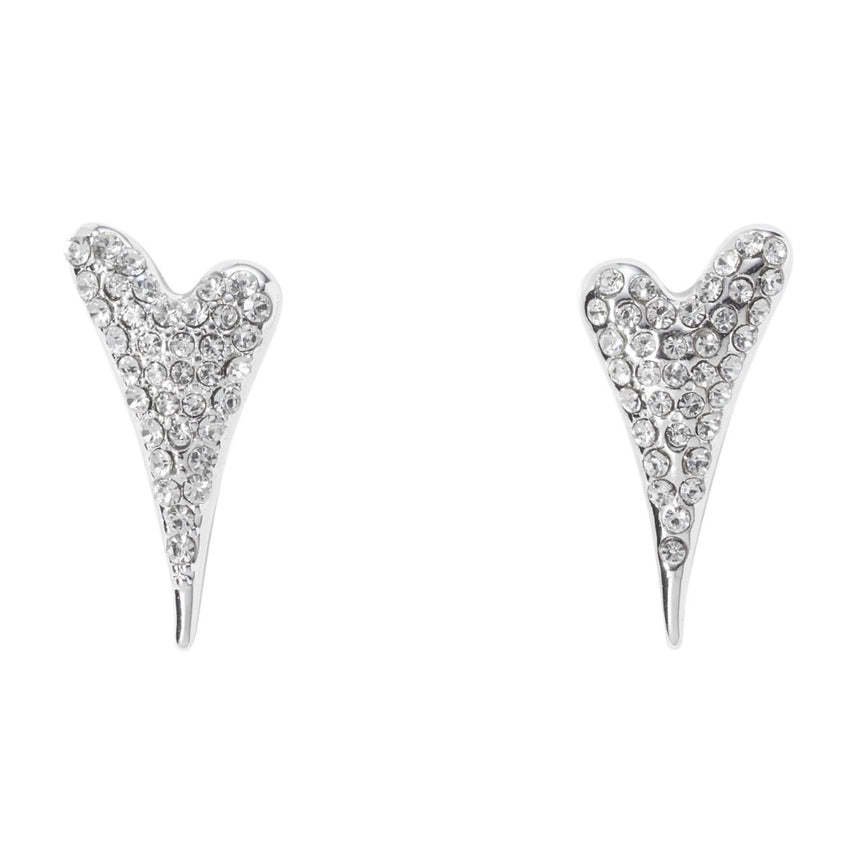 Miss Dee Silver Diamante Heart Earrings