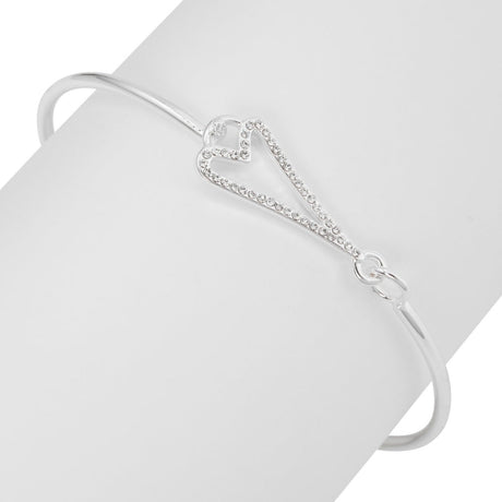 Miss Dee Silver Bangle with Hollow Diamante Heart