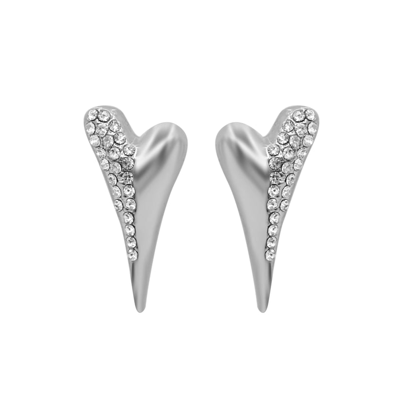 Miss Dee Silver Heart 1/2 Diamante Earrings