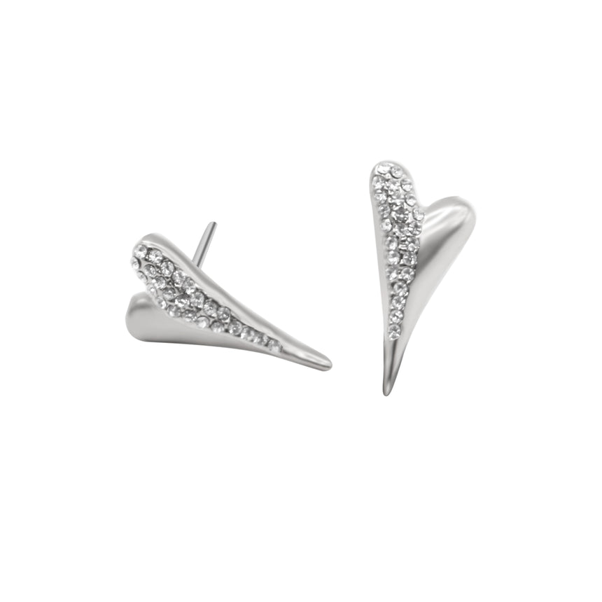 Miss Dee Silver Heart 1/2 Diamante Earrings