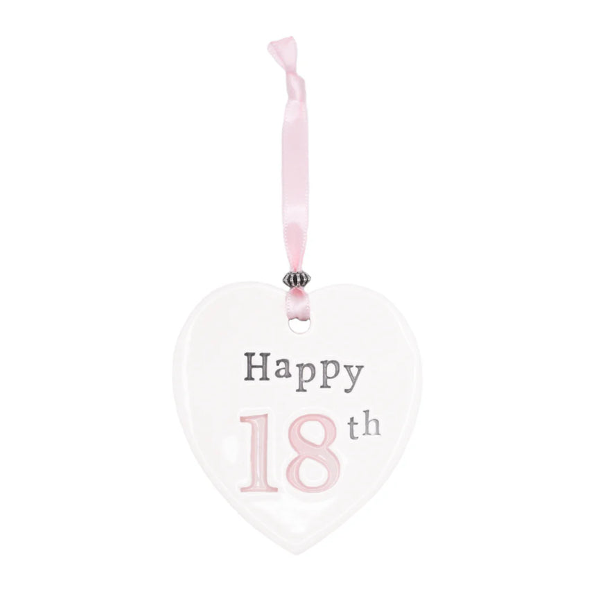 18th Birthday Ceramic Heart - Pink