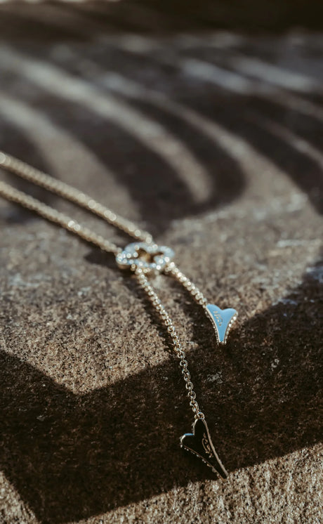 Miss Dee Silver Necklace with Clover and 2 Hearts