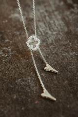 Miss Dee Silver Necklace with Clover and 2 Hearts