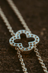 Miss Dee Silver Necklace with Clover and 2 Hearts