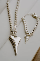 Miss Dee Chunky Silver Bracelet with Solid Heart