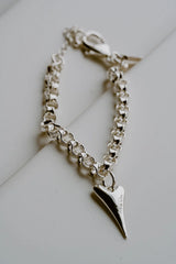 Miss Dee Chunky Silver Bracelet with Solid Heart