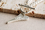 Miss Dee Silver TBar Necklace with CZ Heart